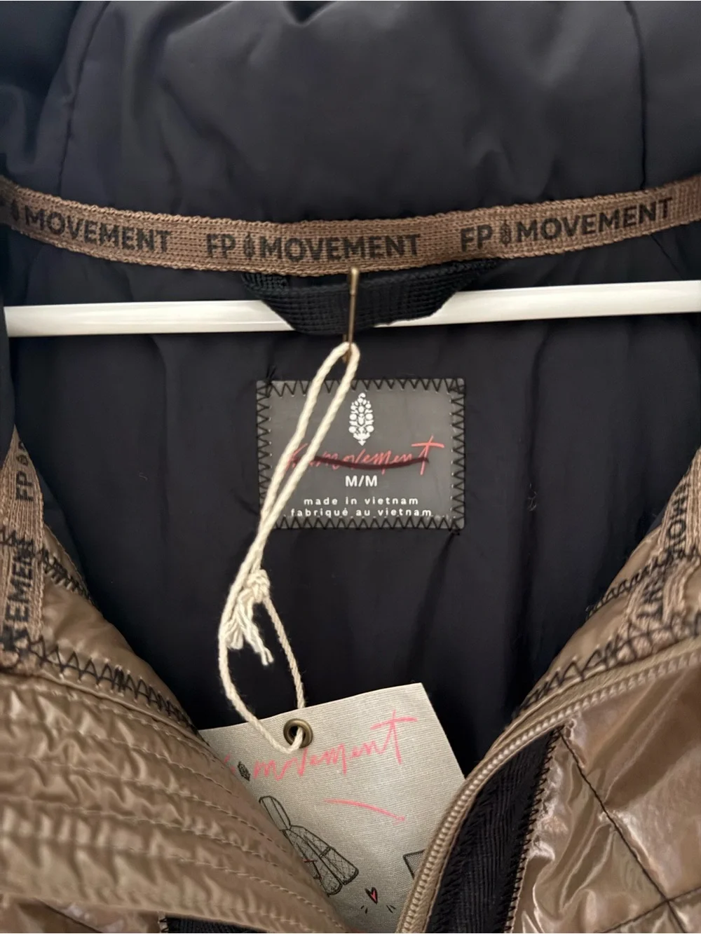 Free People Quilted Hooded Puffer Jacket in Taupe
